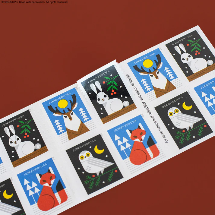 WinterWoodlandAnimals2023 DynamicBooklet - Forever Stamps