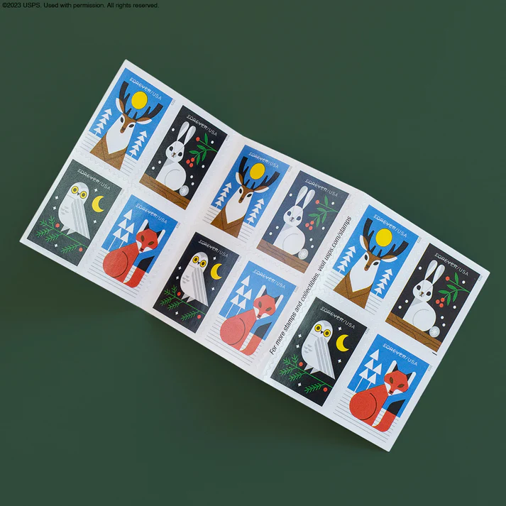 WinterWoodlandAnimals2023 StampBooklet - Forever Stamps