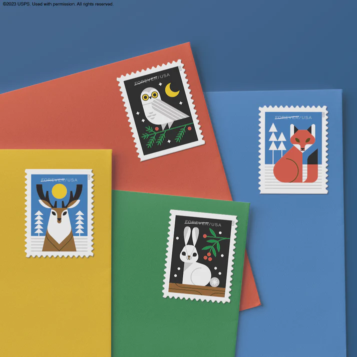 WinterWoodlandAnimals2023 StampsToEnvelopes - Forever Stamps