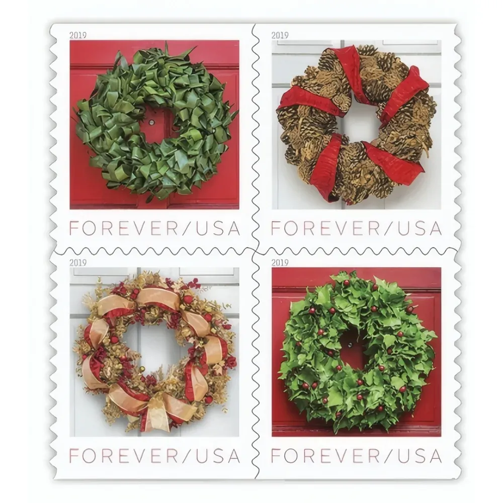 Holiday Wreaths 2019 1 - Forever Stamps Holiday Wreaths 2019