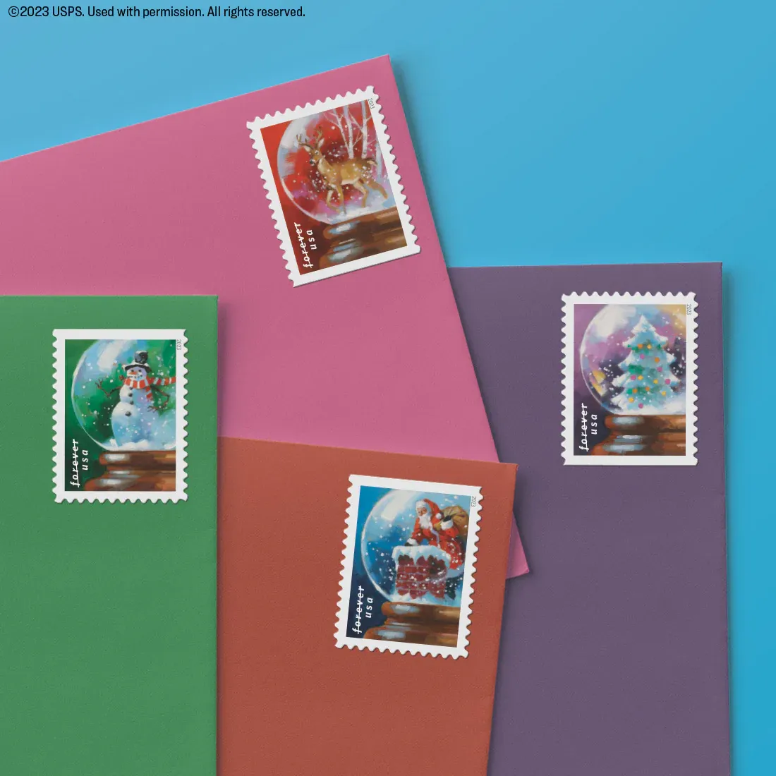 SnowGlobes2023 StampstoEnvelopes - Forever Stamps