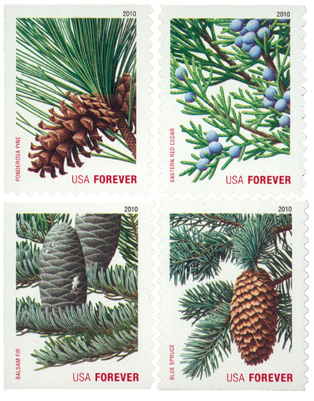 Holiday Daily Green Trees 2009 1 - Forever Stamps Holiday Daily Green Trees 2009