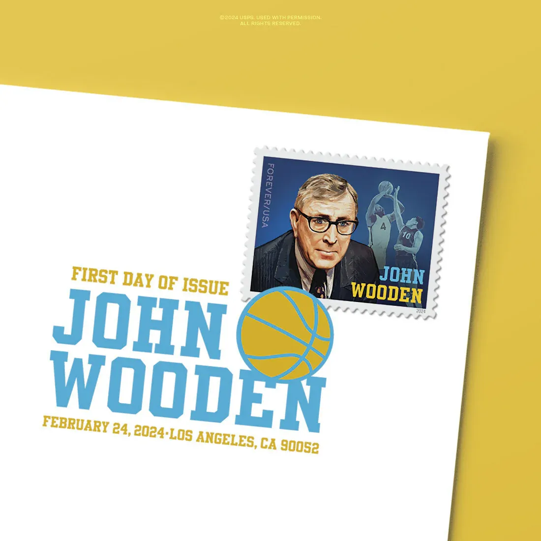 USPS John Wooden 2024 DCP - Forever Stamps