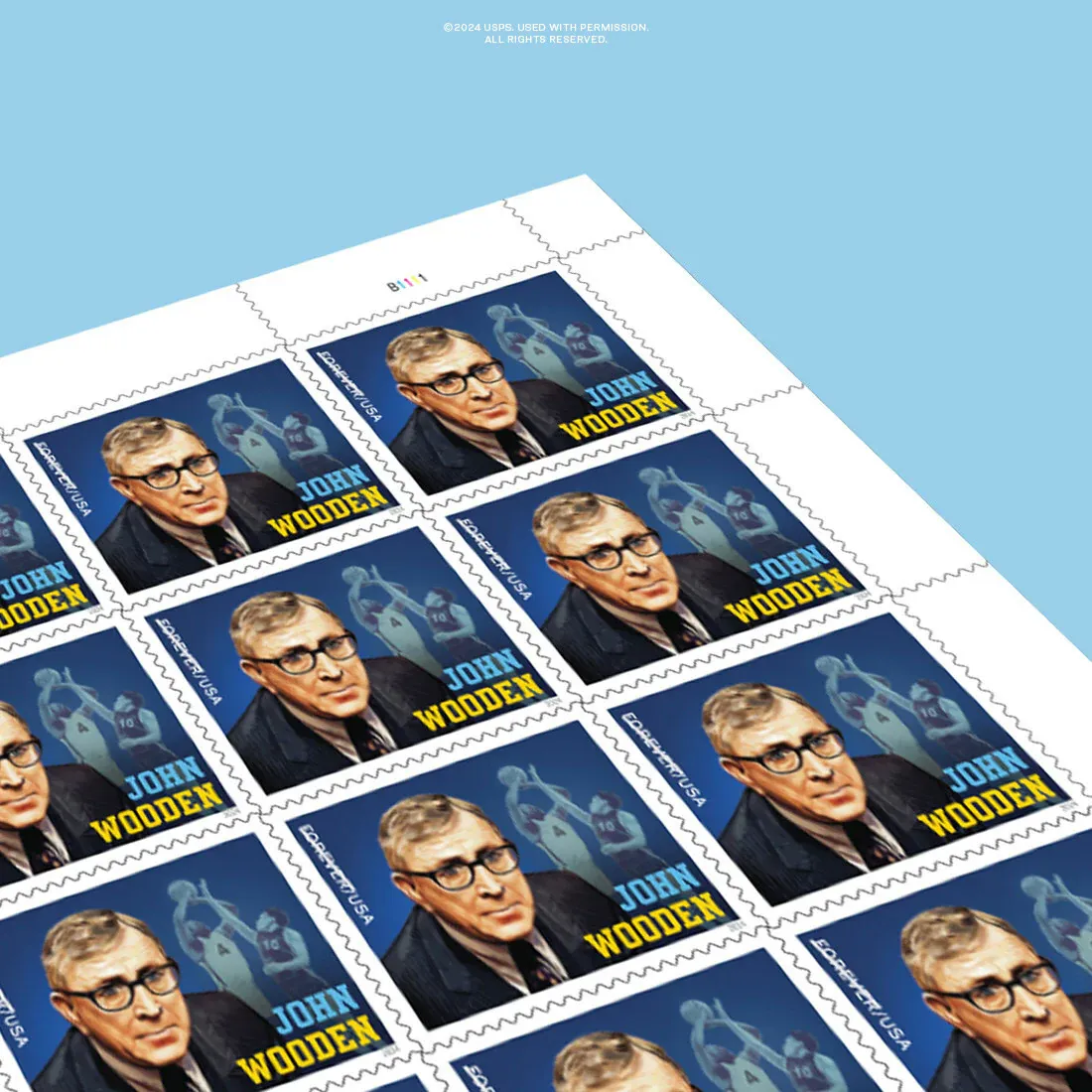 USPS John Wooden 2024 Dynamic Pane - Forever Stamps