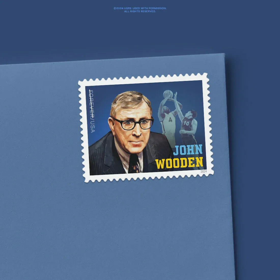 USPS John Wooden 2024 Stamps Envelopes - Forever Stamps