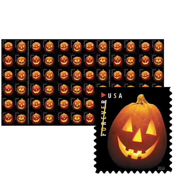 jack-o-lanterns-press-sheet-with-die-cuts-jack-o-lanterns-2016-united-states-postage-stamp-jack-o-lanterns jack o lanterns press sheet with die cuts jack o lanterns 2016 united states postage stamp jack o lanterns - Forever Stamps
